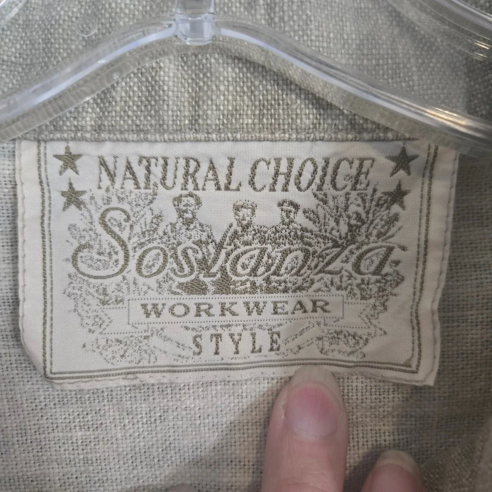 Sostanza Natural Choice Linen‎ Jacket Women's XL Beige Button Front Workwear